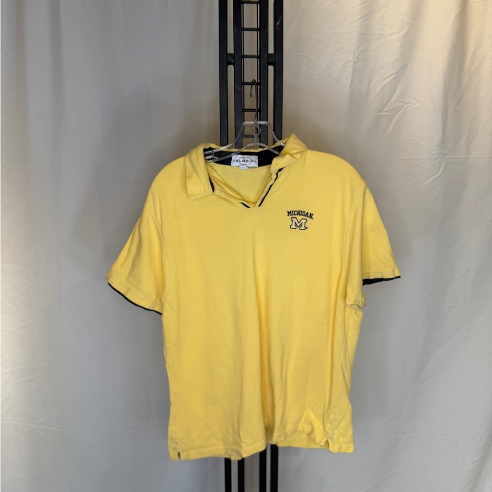 Velocity Bright Yellow Polo with Black‎ (vintage)(U OF M)